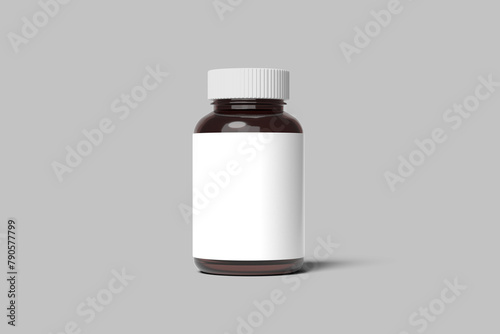 Bottle mockup isolated on transparent background. White medicine plastic package for pills, vitamins or capsules. Vector empty jar, container mock up.