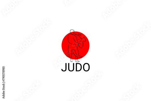 Judo sport vector line icon. sportman, fighting stance. sport pictogram illustration.