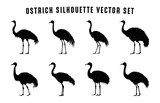 Ostrich Silhouette Vector Set, Ostrich Bird Silhouettes collection