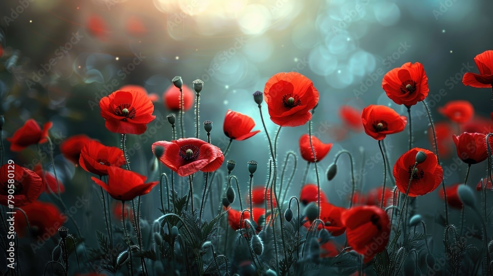 Fototapeta premium The Fourteen Red Poppies