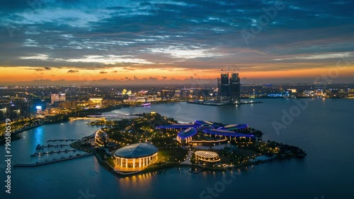 Aerial Photography of the South Island Scenery of Dishui Lake in Lingang New City, Shanghai, China photo