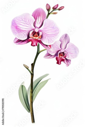 Orchid, pink phalaenopsis close-up isolated on white background