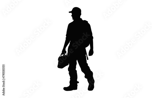 Worker Man Silhouette Vector isolated on a white background