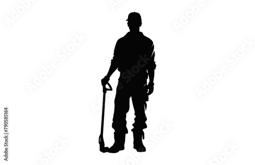 A Worker Man black Silhouette Vector