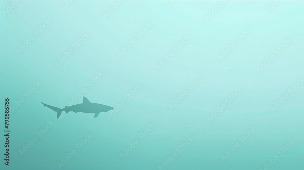Captures a lone shark gliding through the shadowy depths, its sleek, dark gray form merging seamlessly with the murky waters, embodying the mysterious allure of the oceans depths Captures a lone shark gliding through the shadowy depths, its sleek, dark gray form merging seamlessly with the murky waters, embodying the mysterious allure of the oceans depths