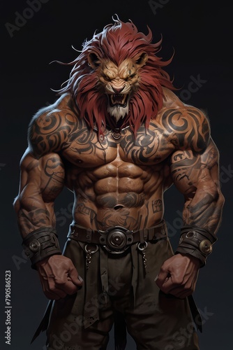 gamming Lion head and muscular - Generative AI 