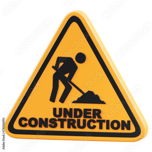 Fényképezés Bright Under Construction Signage 3d png