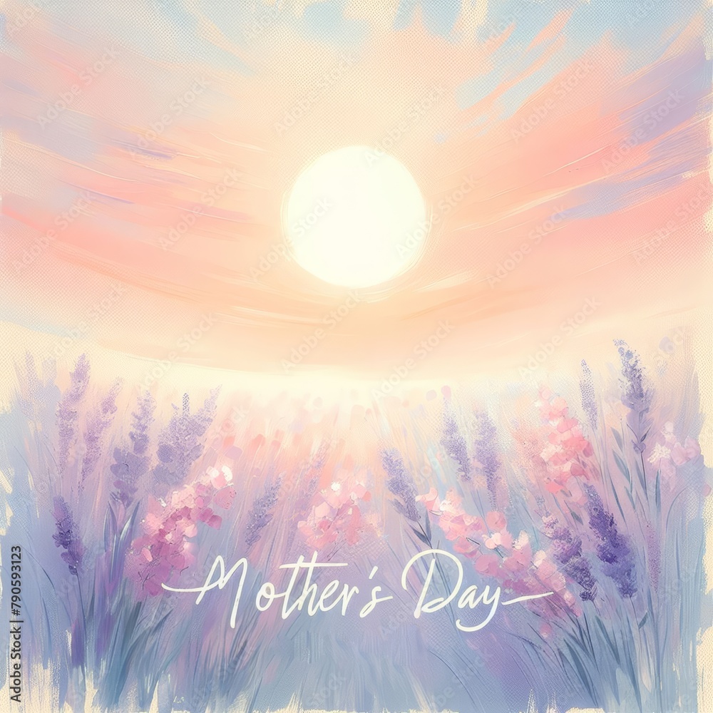 Serene Mother's Day Dawn over Lavender Field