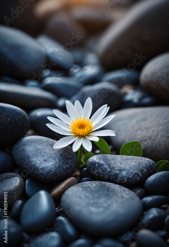 Closeup photo of flower between the stones