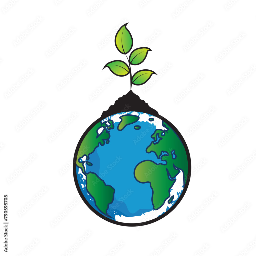 happy earth day environment plant on earth sticker eco-friendly poster