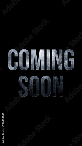 Vertical video of scifi movie trailer coming soon text reveal for cinema trailer