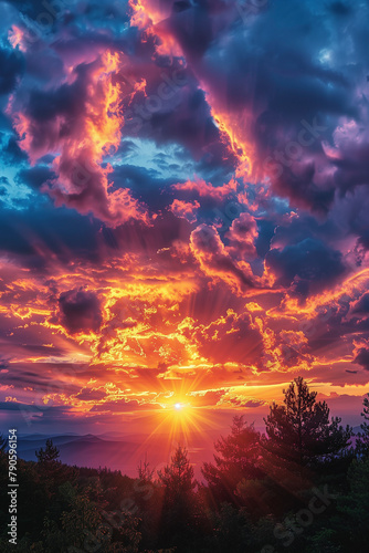 Soft and gentle clouds at sunset