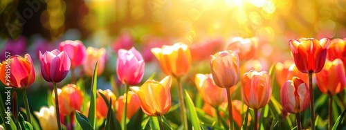 vibrant tulips in the sunlight #790596557
