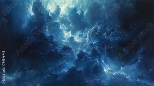 Dramatic blue cloud formation depicting a powerful atmospheric scene