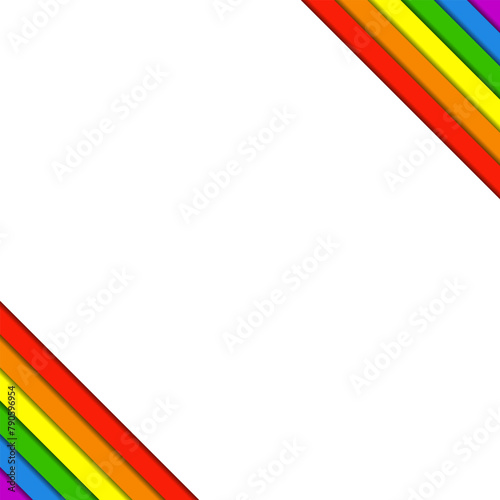 LGBT Pride Month Square frame in transparent background. Rainbow colors, LGBTQ community, celebration, equality, diversity