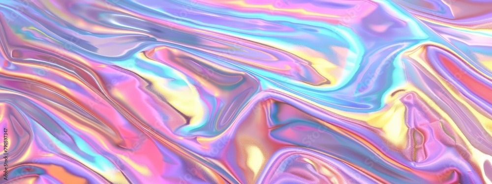 Pastels with wavy creases and holographic iridescence