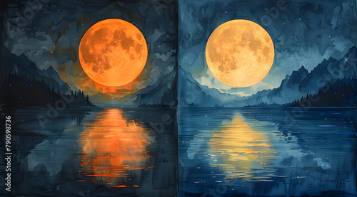 Moonlit Marvel versus Bioluminescent Beauty: Watercolor Comparison
