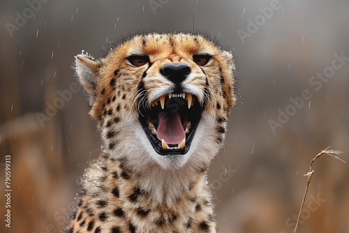 cheetah roars in serengeti
