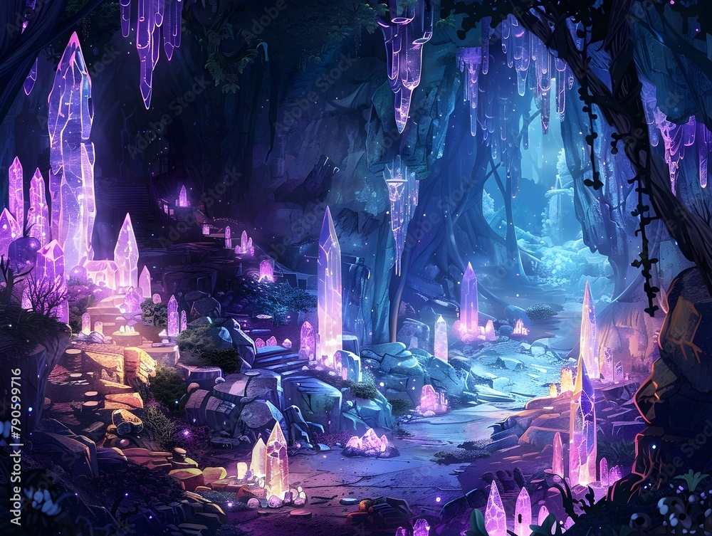 Crystalline Cave Chambers Arboreal Trunks as Portals to Uncharted Realms