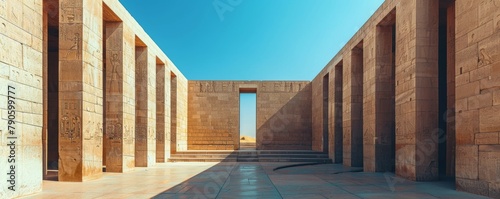 A modern architecture of the Luxor Temple, captured in a minimalist style.