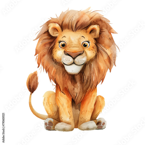 cute lion vector illustration in watercolor style