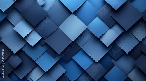  Blue abstract background with varied-size squares and rectangles in shades of blue and grey