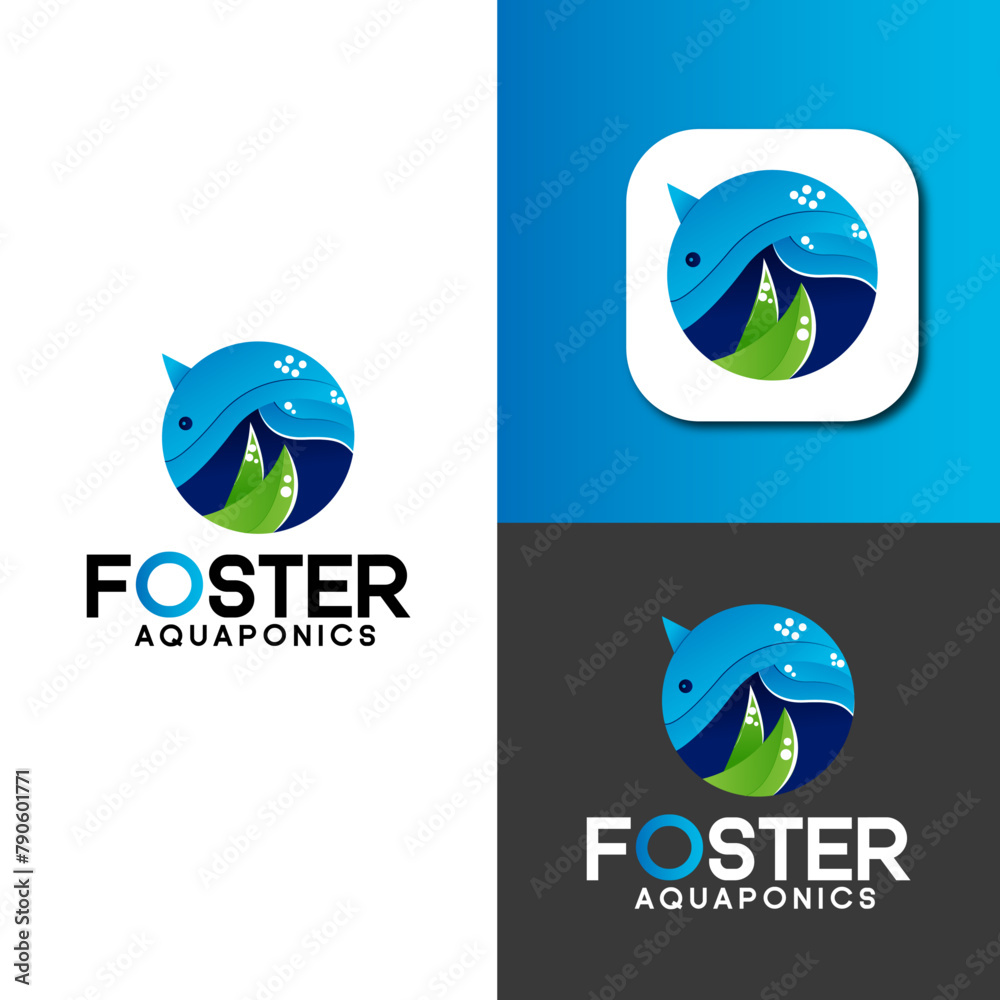 aquaponics logo, Fish Logo, Farm Logo Design