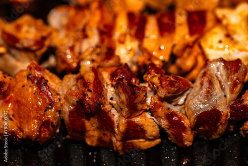 Closeup of meat prepared on electric grill