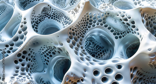 3D Abstract biomorphic art, complex, scientific. Generative AI. photo