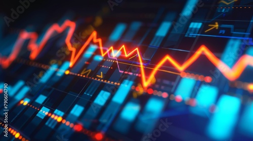 Financial newspapers often feature charts displaying upward trends in the stock market, with blue, orange, and red lines and arrows indicating various indicators and trend lines.