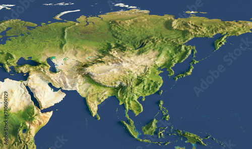 3d render of a map of Asia. Elements of this image furnished by NASA.