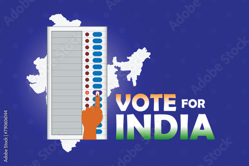 illustration of Hand pressing Electronic Voting Machine button for General Election in India. vote for India.
