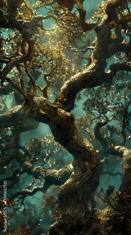 Obraz premium Gnarled Trees Whispering Lullabies of Forgotten Lore in DD Style
