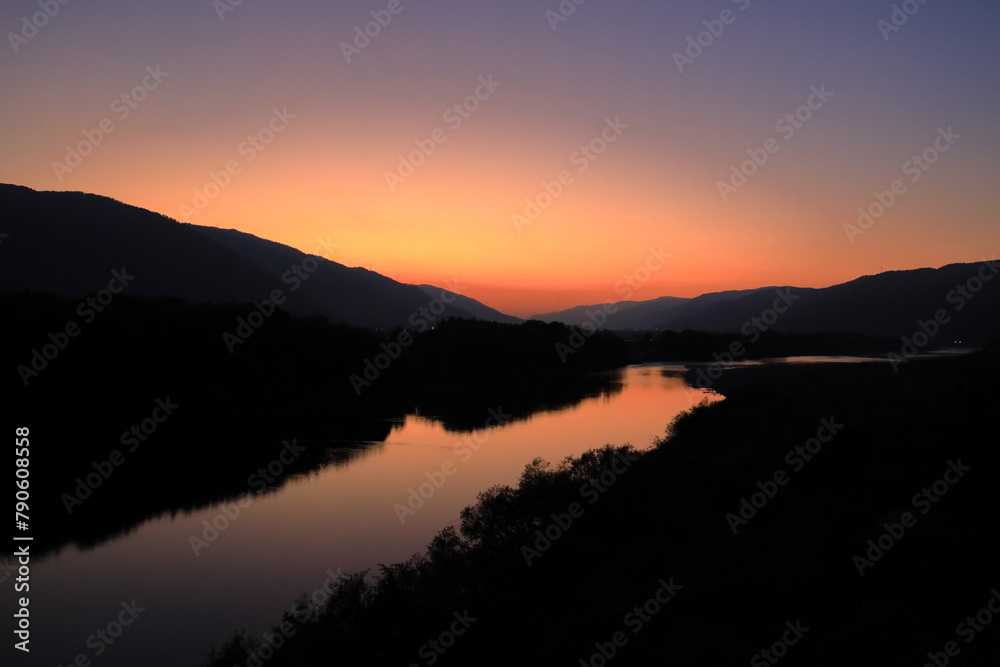 四国三郎の吉野川の夕景 四国三郎の吉野川の夕景