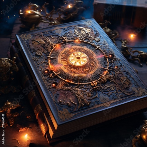 Grimoires Create a mystical illustration inspired by ancient spell books and magical texts