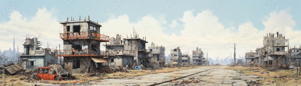 A world where society has crumbled, leaving only desolate landscapes and abandoned buildings
