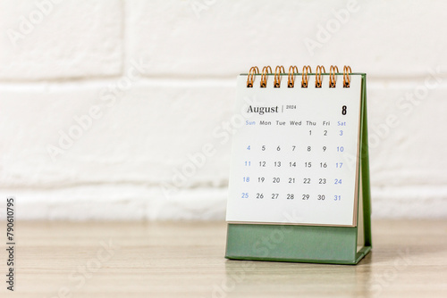 Desk calendar for August 2024. Calendar for planning and managing every date.