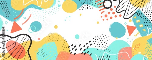 Memphis inspired abstract background with vibrant shapes and patterns