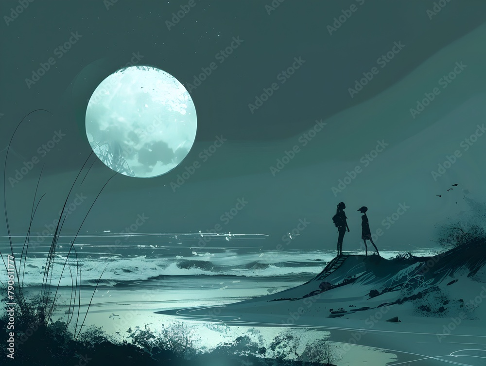 Mystical Shadows Drifting on a Serene Coastal Landscape Under the Enchanting Moonlight Mystical Shadows Drifting on a Serene Coastal Landscape Under the Enchanting Moonlight