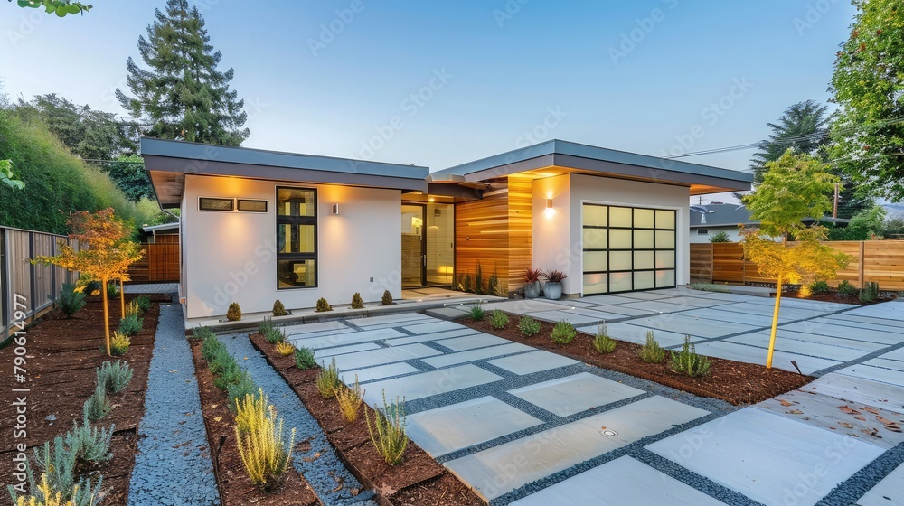 New construction home exterior with contemporary house plan features ...