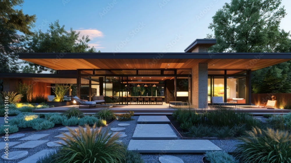 Exterior view of multiple modern house. Architecture 3d rendering of minimal modern house with natural landscape. Perspective of modern House background. Exterior view of multiple modern house. Architecture 3d rendering of minimal modern house with natural landscape. Perspective of modern House background.