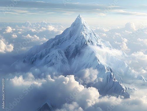 SnowCapped Mountain Peak Soaring Towards the Heavens A Symbol of Human Ambition photo