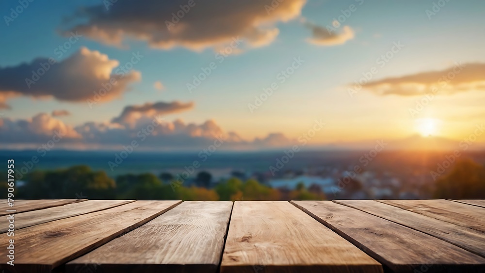 Empty wooden table with beautiful blur background, photorealistic Empty wooden table with beautiful blur background, photorealistic