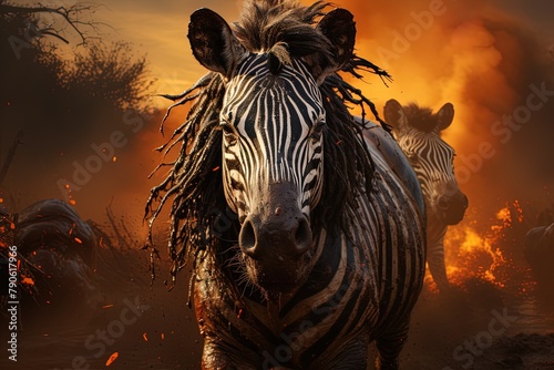 zebra at sunset