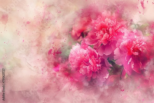 An artistic representation of pink peonies, symbolizing prosperity and romance, as seen through a watercolor painting.