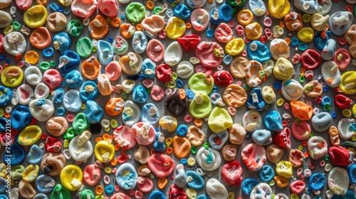 A wall of colorful chewed gum on Seattle's Market Theater Gum Wall