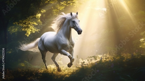 A beautiful white horse embodies the concept of freedom  Ai Generated