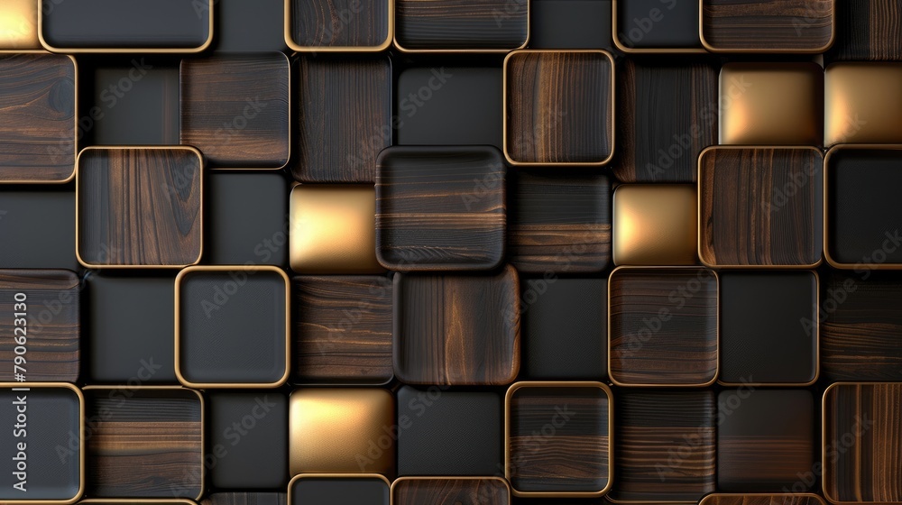 Elevate your space with a 3D wallpaper mimicking a luxurious wood and