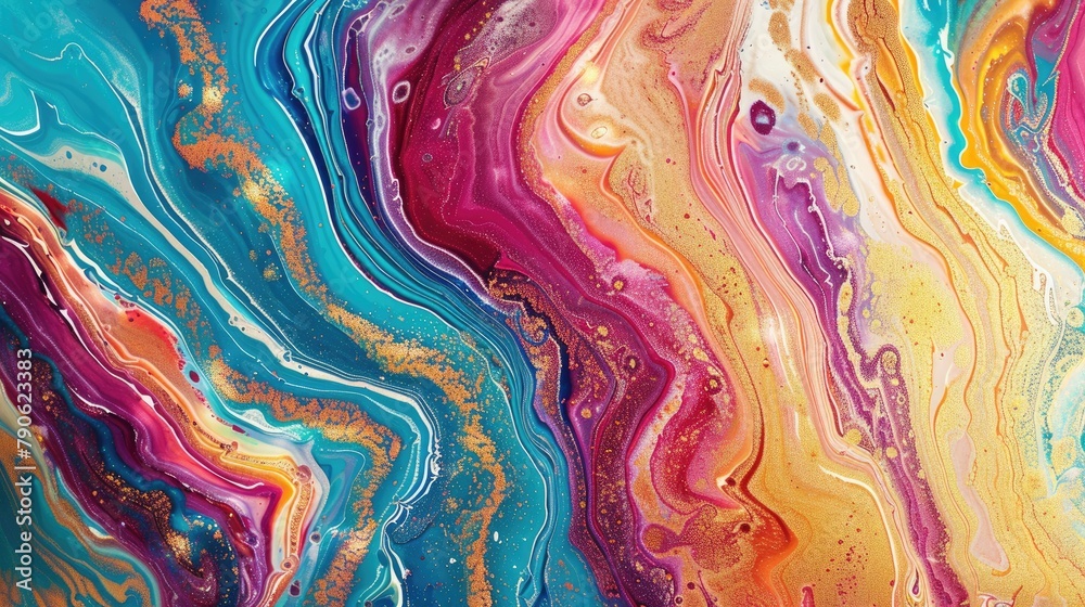 Immerse yourself in an abstract marbled acrylic paint ink waves painting, Ai Generated. Immerse yourself in an abstract marbled acrylic paint ink waves painting, Ai Generated.