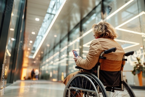 Wheelchair User Navigating Modern Space